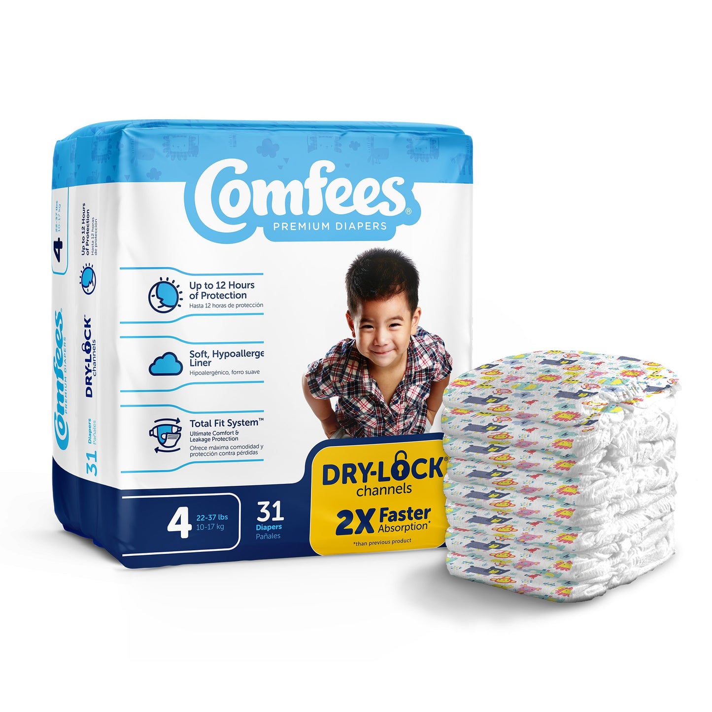 Unisex Baby Diaper Comfees® Size 4 Disposable Moderate Absorbency