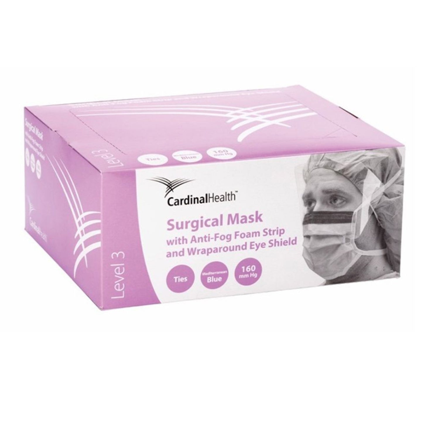 Surgical Mask Cardinal Health™ Anti-fog Adhesive ASTM Level 3 Tie Closure One Size Fits Most