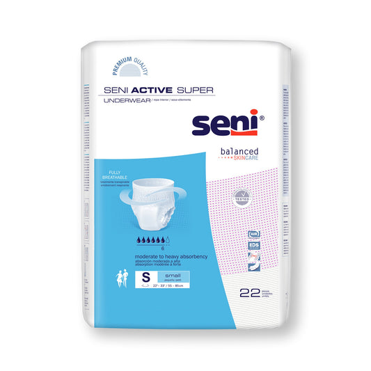 Unisex Adult Absorbent Underwear Seni® Active Super Pull On with Tear Away Seams Small Disposable Moderate Absorbency