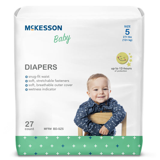 Unisex Baby Diaper McKesson Size 5 Disposable Heavy Absorbency