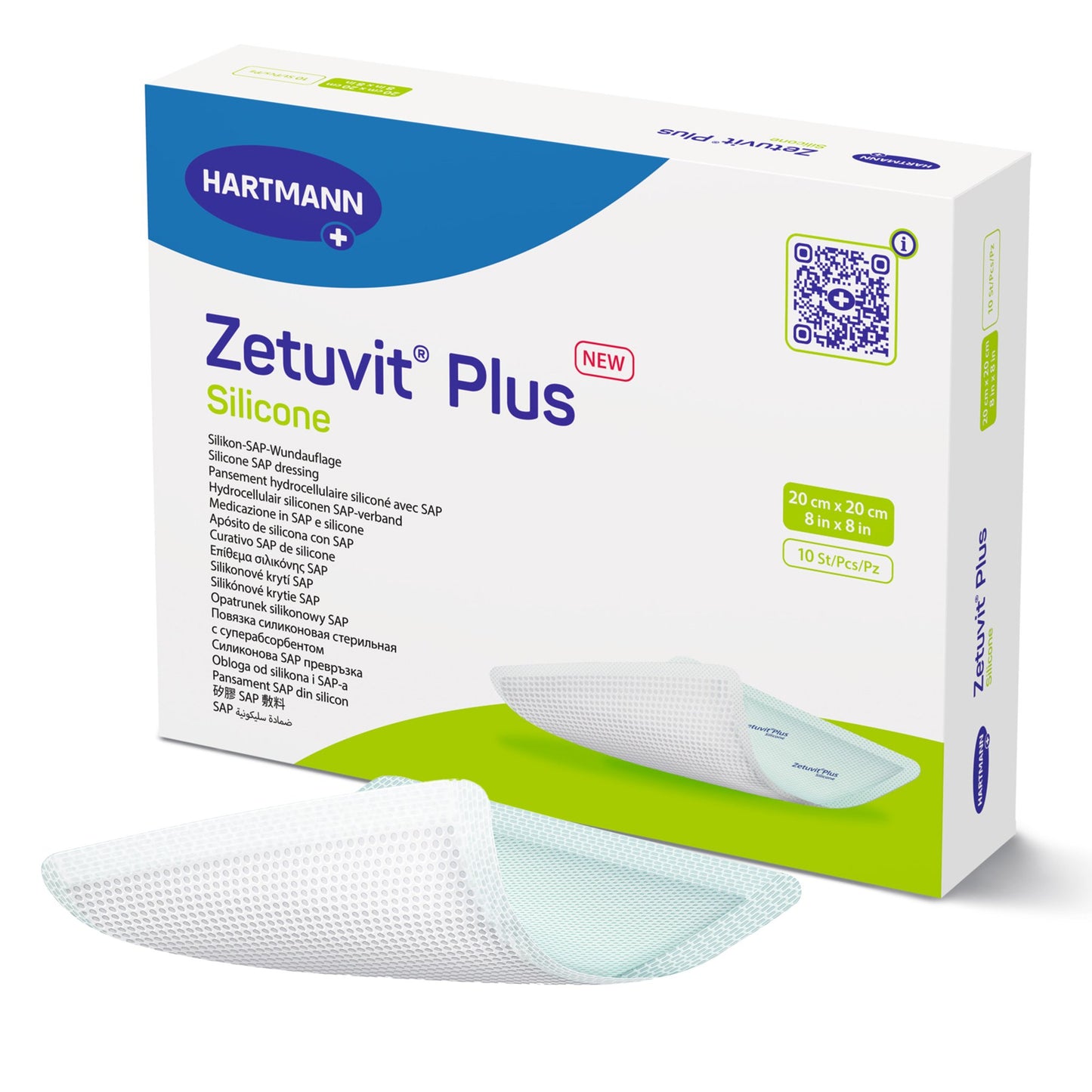 Super Absorbent Dressing Zetuvit® Plus Silicone Silicone Adhesive 8 X 8 Inch Square