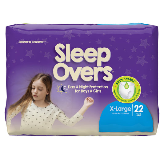 Unisex Youth Absorbent Underwear Cuties® Sleep Overs® Pull On with Tear Away Seams X-Large Disposable Heavy Absorbency
