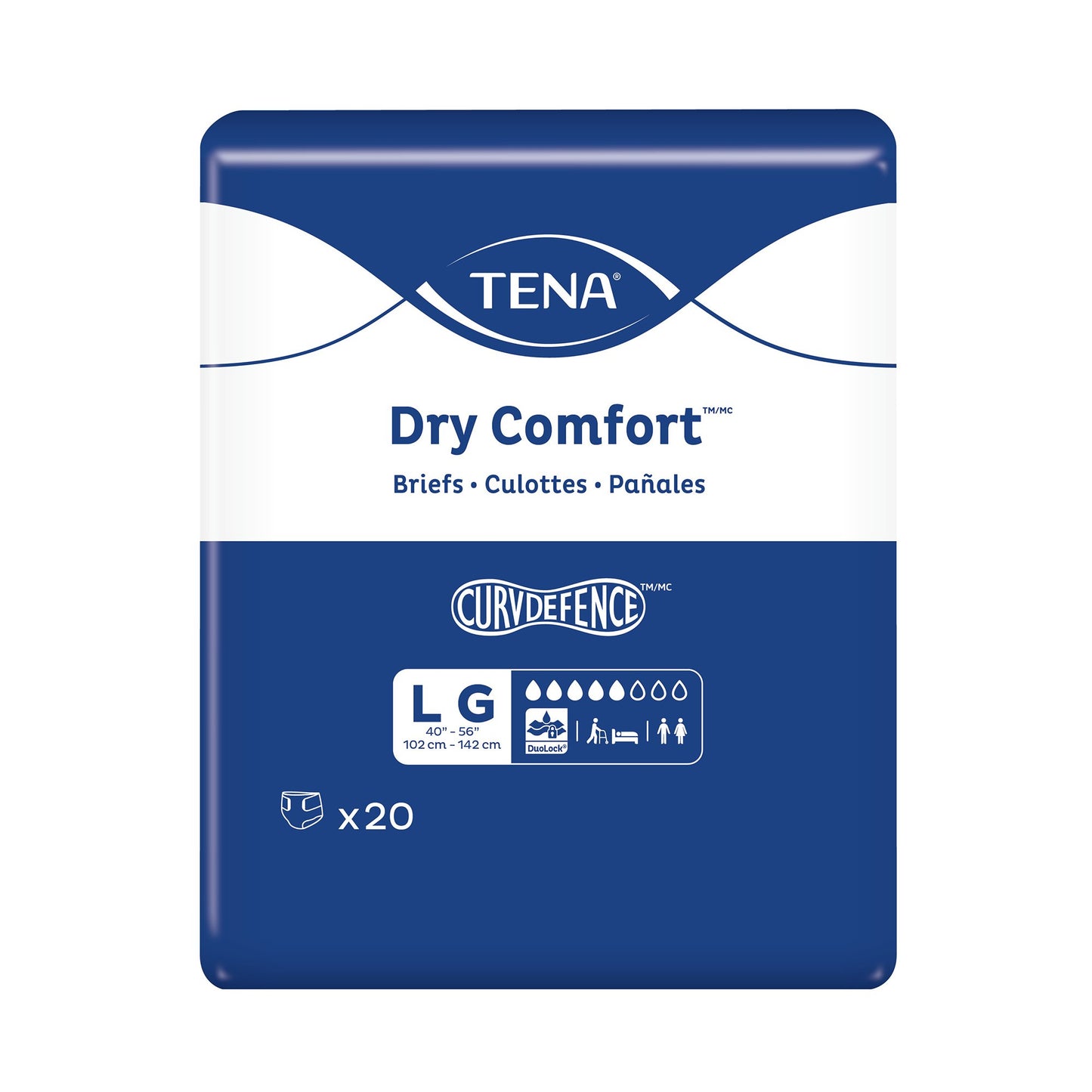 Unisex Adult Incontinence Brief TENA Dry Comfort™ Large Disposable Moderate Absorbency