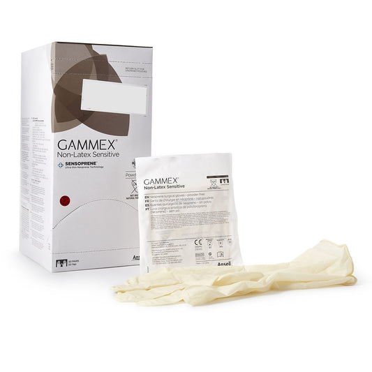 Surgical Glove GAMMEX® Non-Latex Sensitive Size 8.5 Sterile Polychloroprene Standard Cuff Length Micro-Textured Cream Chemo Tested