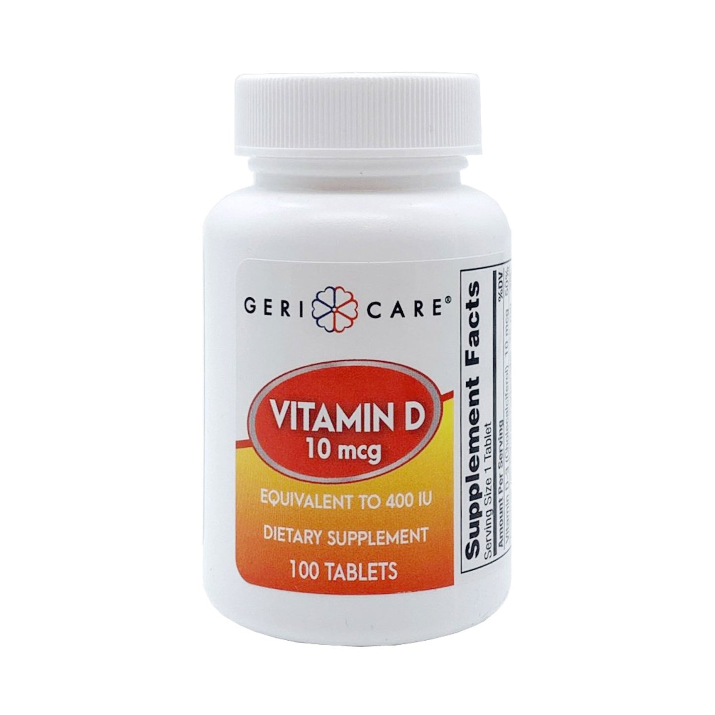 Vitamin Supplement Geri-Care® Vitamin D3 400 IU Strength Tablet 100 per Bottle