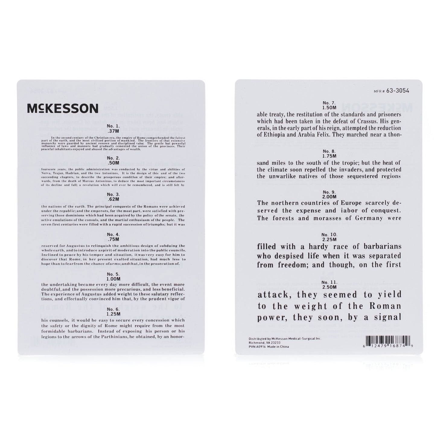 Vision Screening Card McKesson 12 Inch Distance Acuity Test