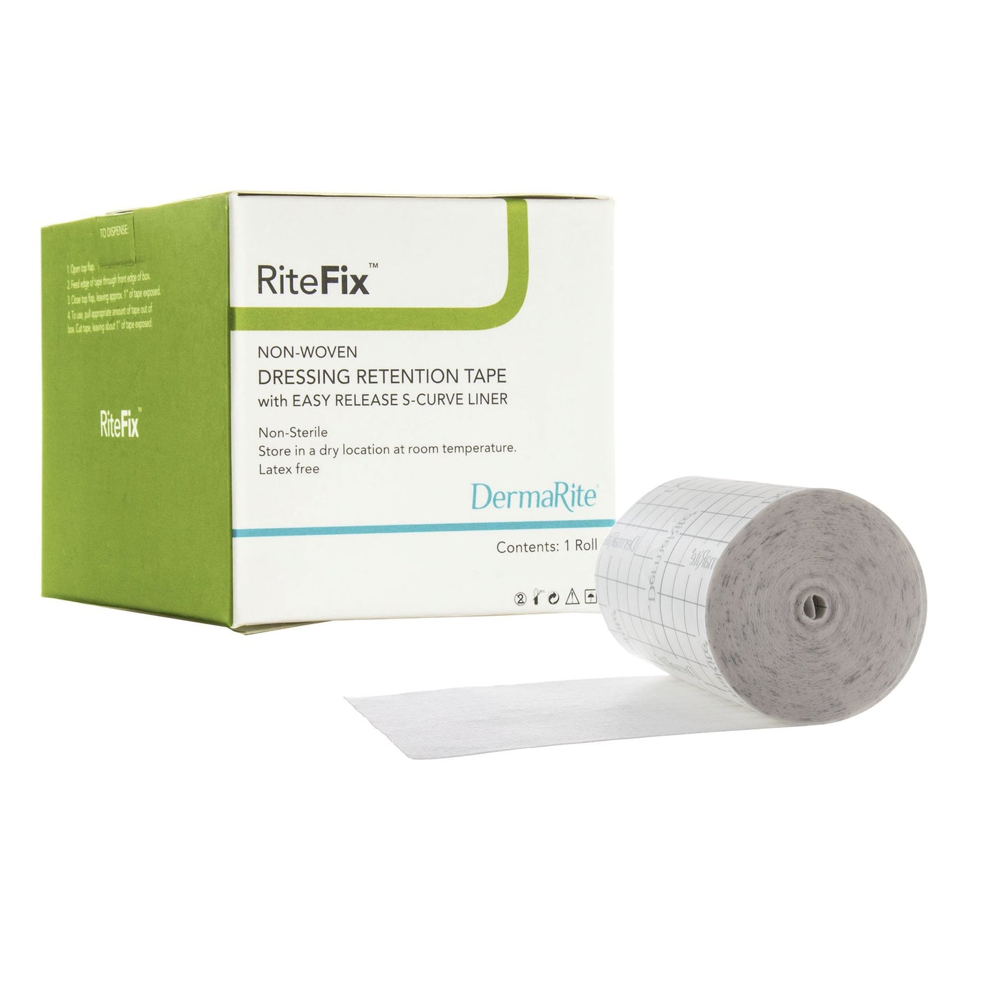 Water Resistant Dressing Retention Tape with Liner RiteFix™ White 1 Inch X 11 Yard Nonwoven NonSterile