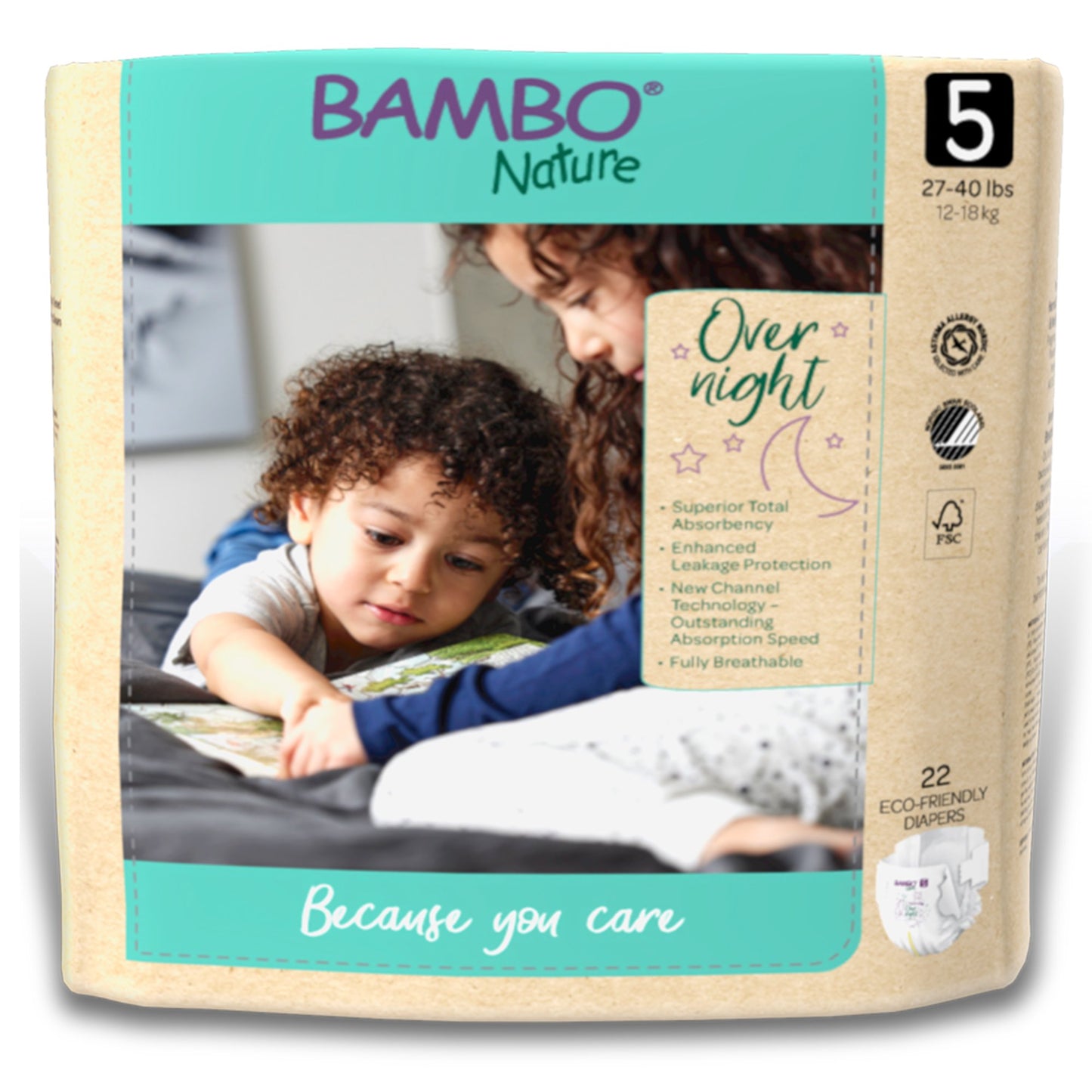 Unisex Baby Diaper Bambo® Nature Size 5 Disposable Heavy Absorbency