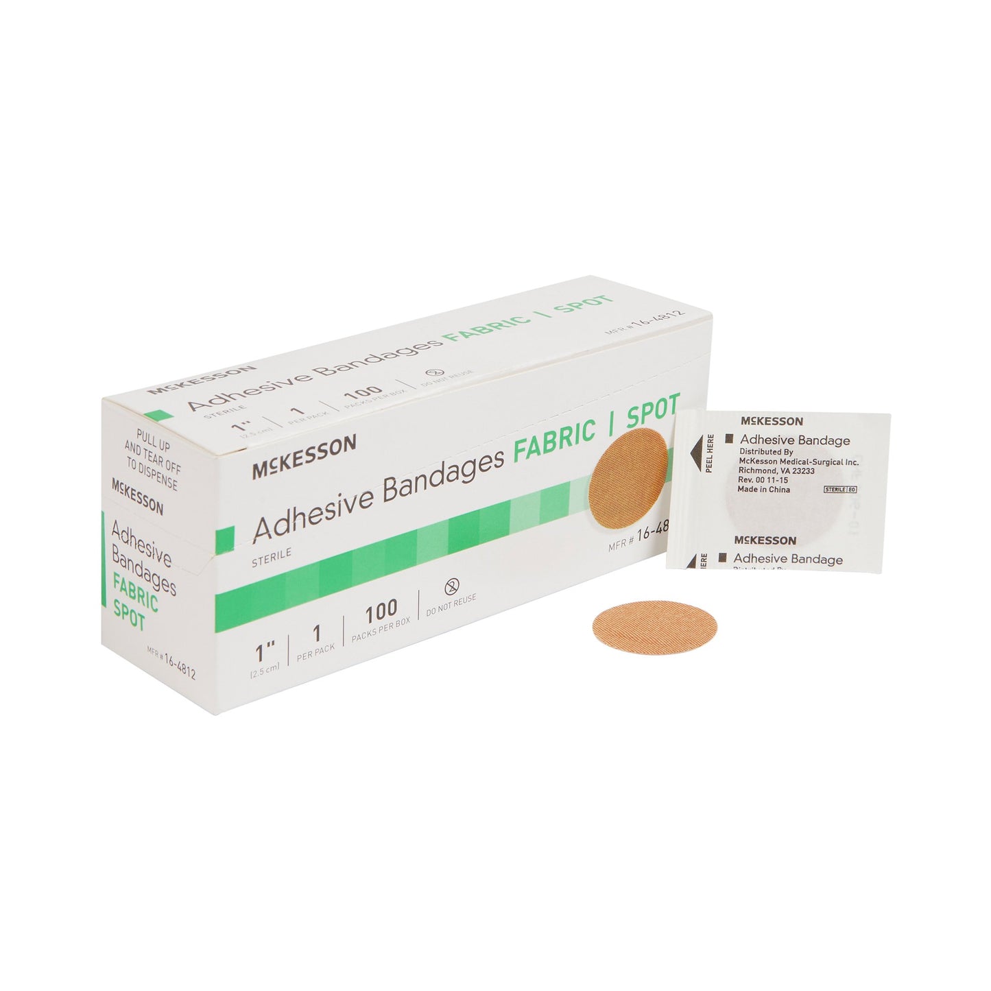 Adhesive Spot Bandage McKesson Fabric Tan 1 Inch Diameter Sterile