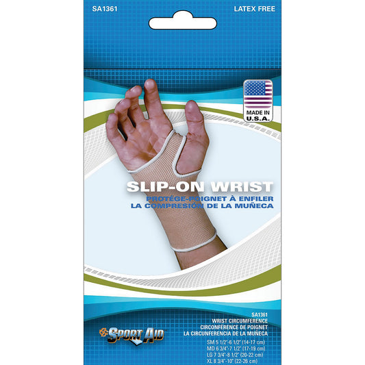 Wrist Support Sleeve Cotton Elastic Left or Right Hand Beige Medium