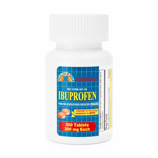 Pain Relief HEALTHSTAR® 200 mg Strength Ibuprofen Tablet 200 per Bottle