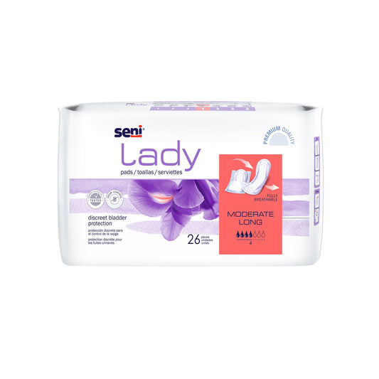 Bladder Control Pad Seni® Lady Moderate 11 Inch Length Moderate Absorbency Super Absorbent Core One Size Fits Most