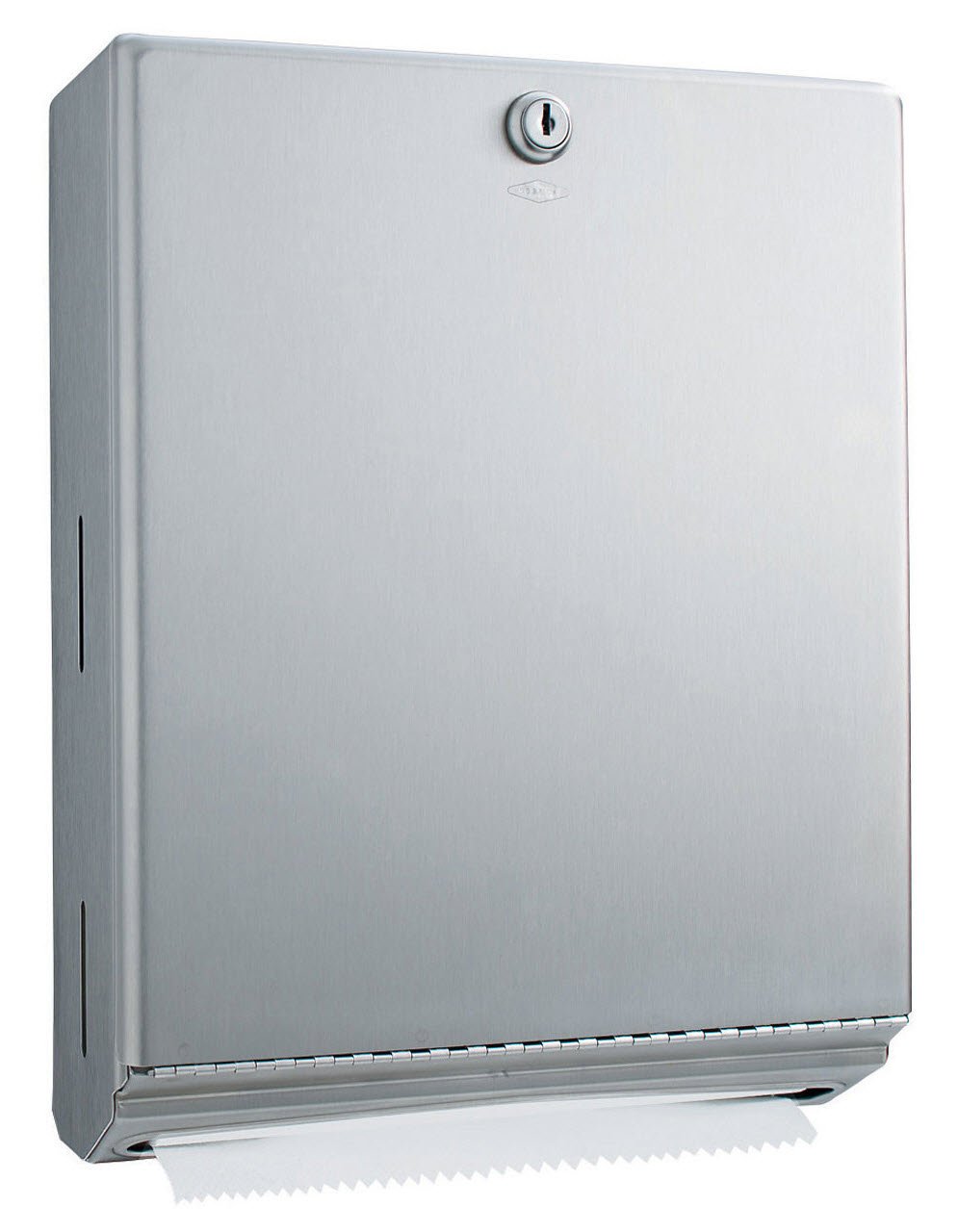 Paper Towel Dispenser Bobrick Satin Finish Stainless Steel Manual Pull 400 C-Fold / 525 Multi-fold Surface Mount