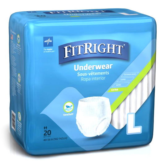 Unisex Adult Absorbent Underwear FitRight® Extra Pull On with Tear Away Seams Large Disposable Moderate Absorbency