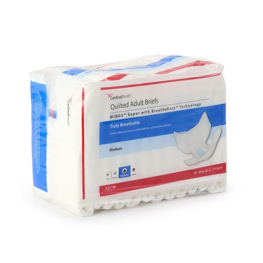 Unisex Adult Incontinence Brief Wings™ Super Quilted Medium Disposable Heavy Absorbency