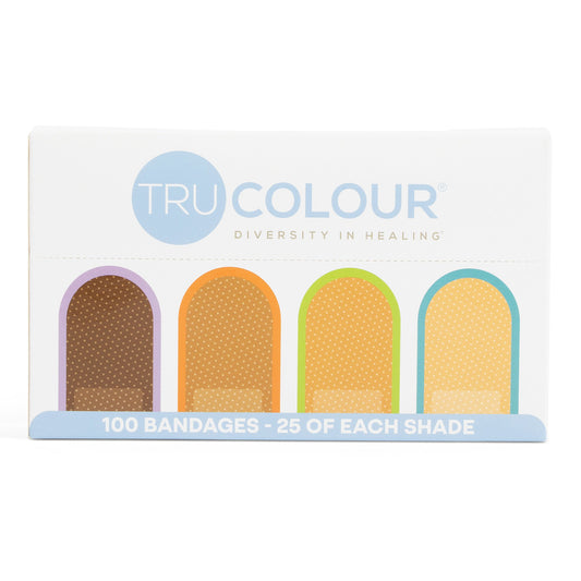 Adhesive Strip Tru-Colour® Fabric Beige / Olive / Brown / Dark Brown 1 X 3 Inch Sterile