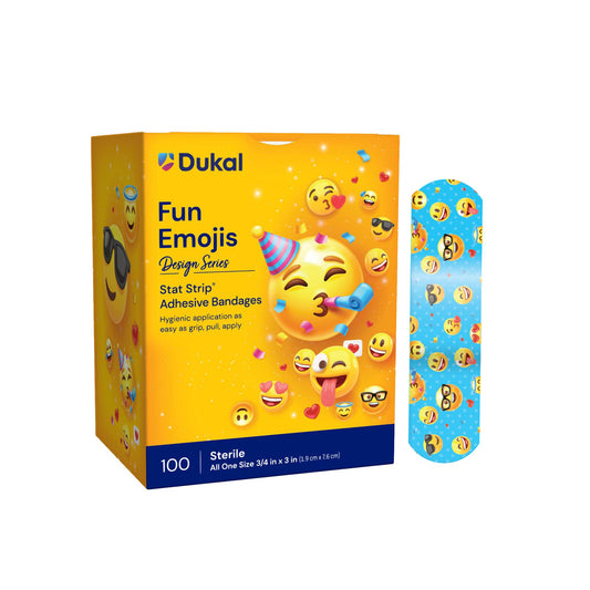 Adhesive Strip Stat Strip® Plastic Kid Design (Emoji Fun) 3/4 X 3 Inch Sterile