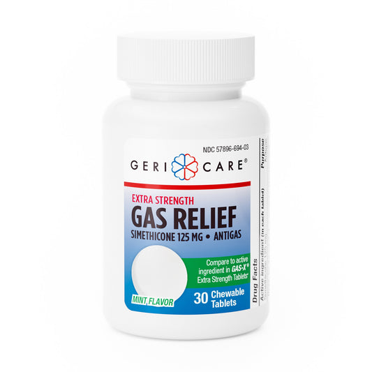Gas Relief Geri-Care® 125 mg Strength Tablet 30 per Bottle