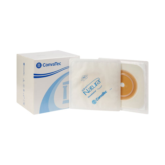 Ostomy Barrier Sur-Fit Natura® Trim to Fit, Standard Wear Stomahesive® Adhesive 57 mm Flange Sur-Fit® Natura® System Hydrocolloid 1-3/8 to 1-3/4 Inch Opening 5 X 5 Inch