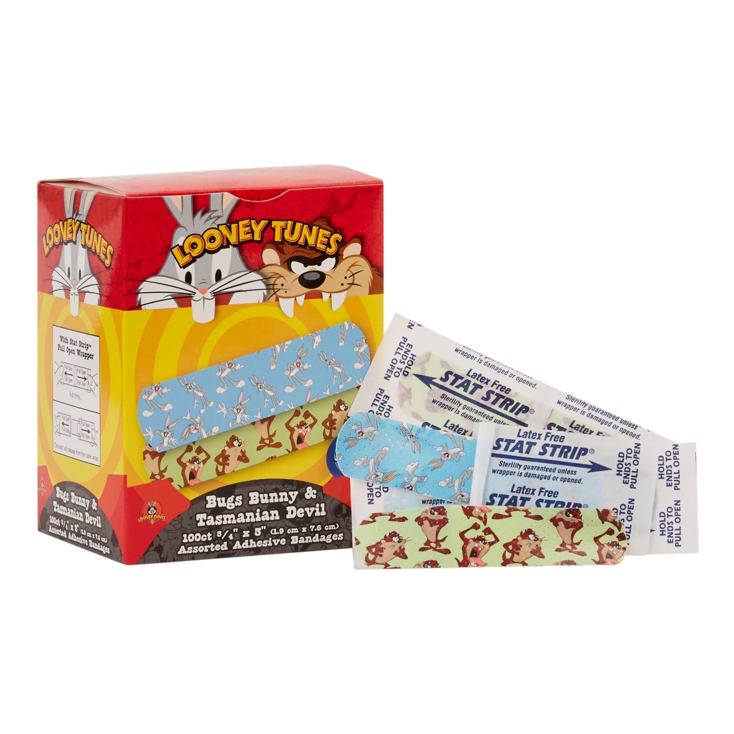 Adhesive Strip Looney Tunes™ Stat Strip® Plastic Kid Design (Looney Tunes Bugs and Taz) 3/4 X 3 Inch Sterile