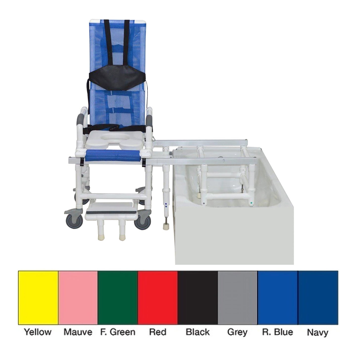 Bath Bench 100 Series Drop Arms Plastic Frame With Backrest 23 Inch Seat Width 300 lbs. Weight Capacity