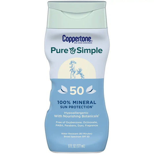 Sunscreen Coppertone® Pure and Simple SPF 50 Lotion 6 oz. Bottle