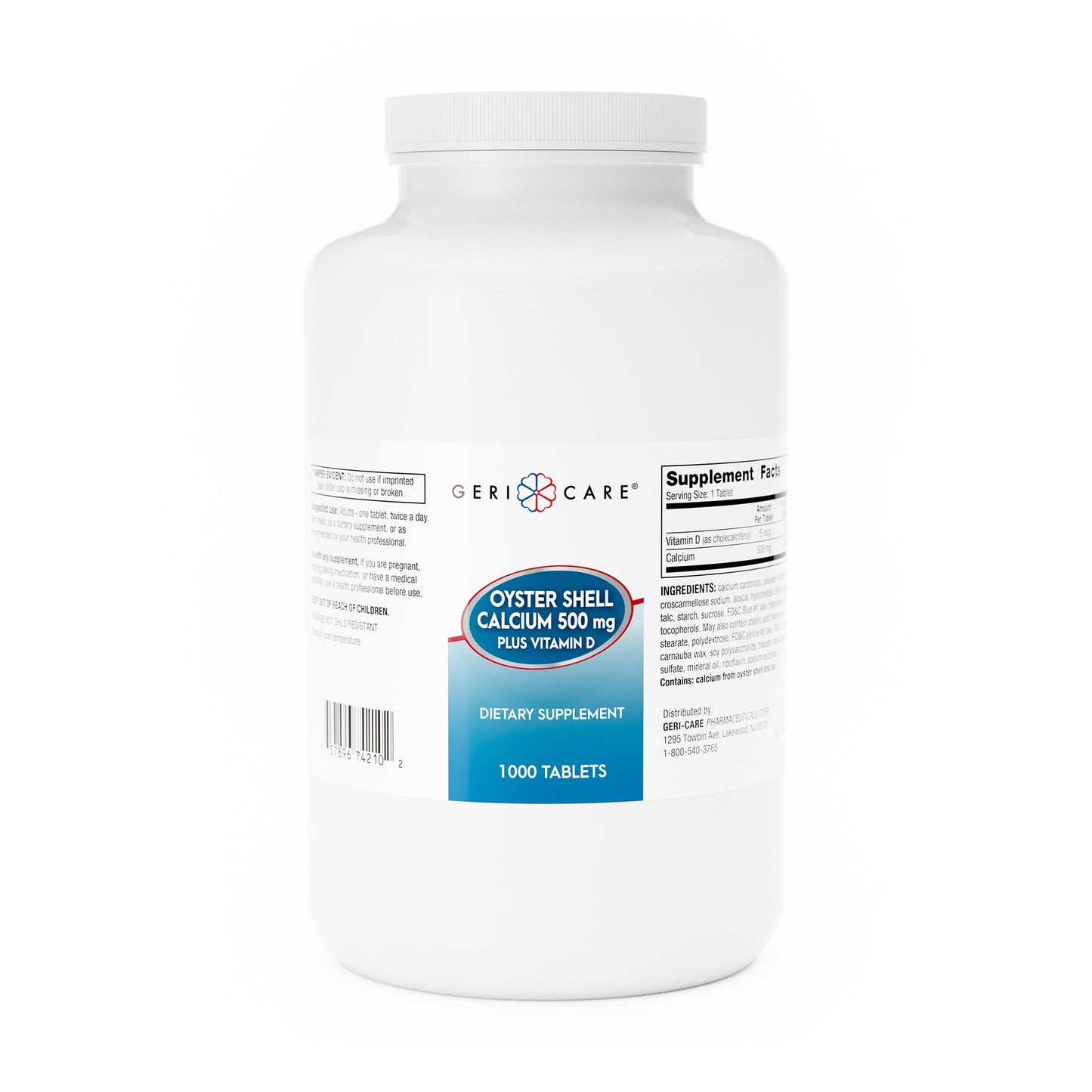 Joint Health Supplement Geri-Care® Calcium / Vitamin D 500 mg - 200 IU Strength Tablet 1,000 per Bottle