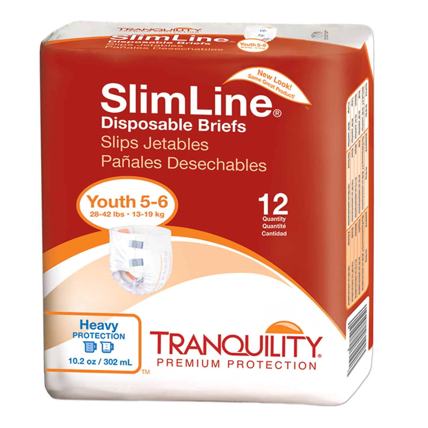 Unisex Youth Incontinence Brief Tranquility® Slimline® Size 5 to 6 Disposable Heavy Absorbency