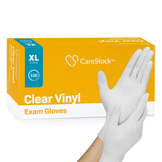 Exam Glove CareStock™ X-Large NonSterile Vinyl Standard Cuff Length Smooth Clear Not Rated