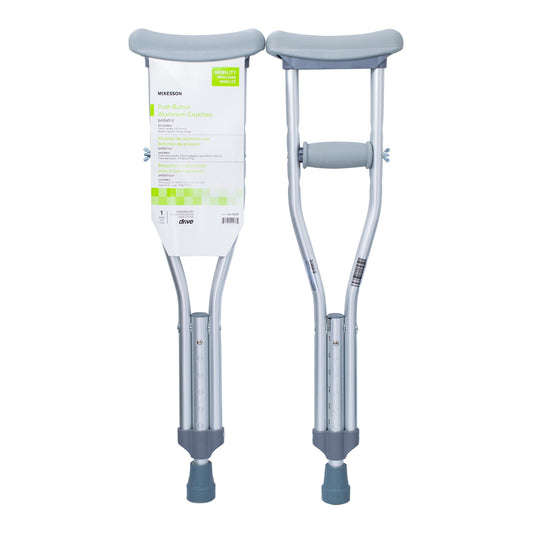 Underarm Crutches McKesson Pediatric 3 Foot 7 Inch to 4 Foot User Height Aluminum Frame 175 lbs. Weight Capacity