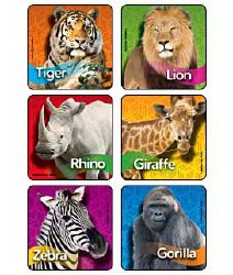 Kids Love Stickers® 90 per Box Zoo Animal Photos , Assorted Sticker 2-1/2 Inch