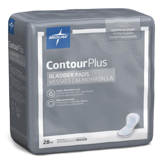 Bladder Control Pad Contour Plus Ultimate 8 X 17 Inch Heavy Absorbency Super Absorbent Core One Size Fits Most