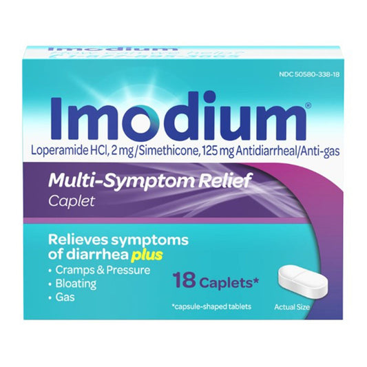 Anti-Diarrheal Imodium® Multi-Symptom 125 mg - 2 mg Strength Caplet 18 per Box