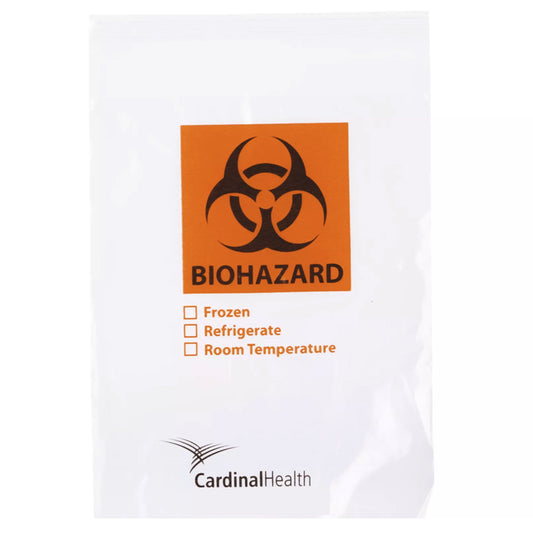 Specimen Transport Bag with Document Pouch 6 X 9 Inch Zip Closure Biohazard Symbol / Storage Instructions / Instructions for Use NonSterile