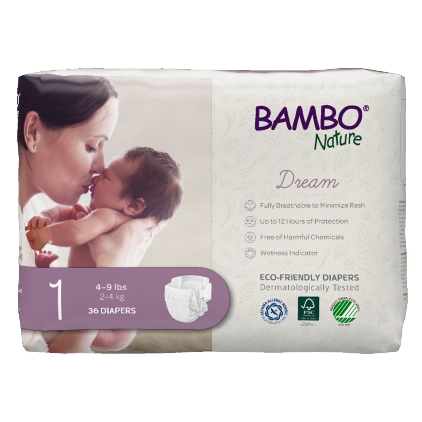 Unisex Baby Diaper Bambo® Nature Dream Size 1 Disposable Heavy Absorbency