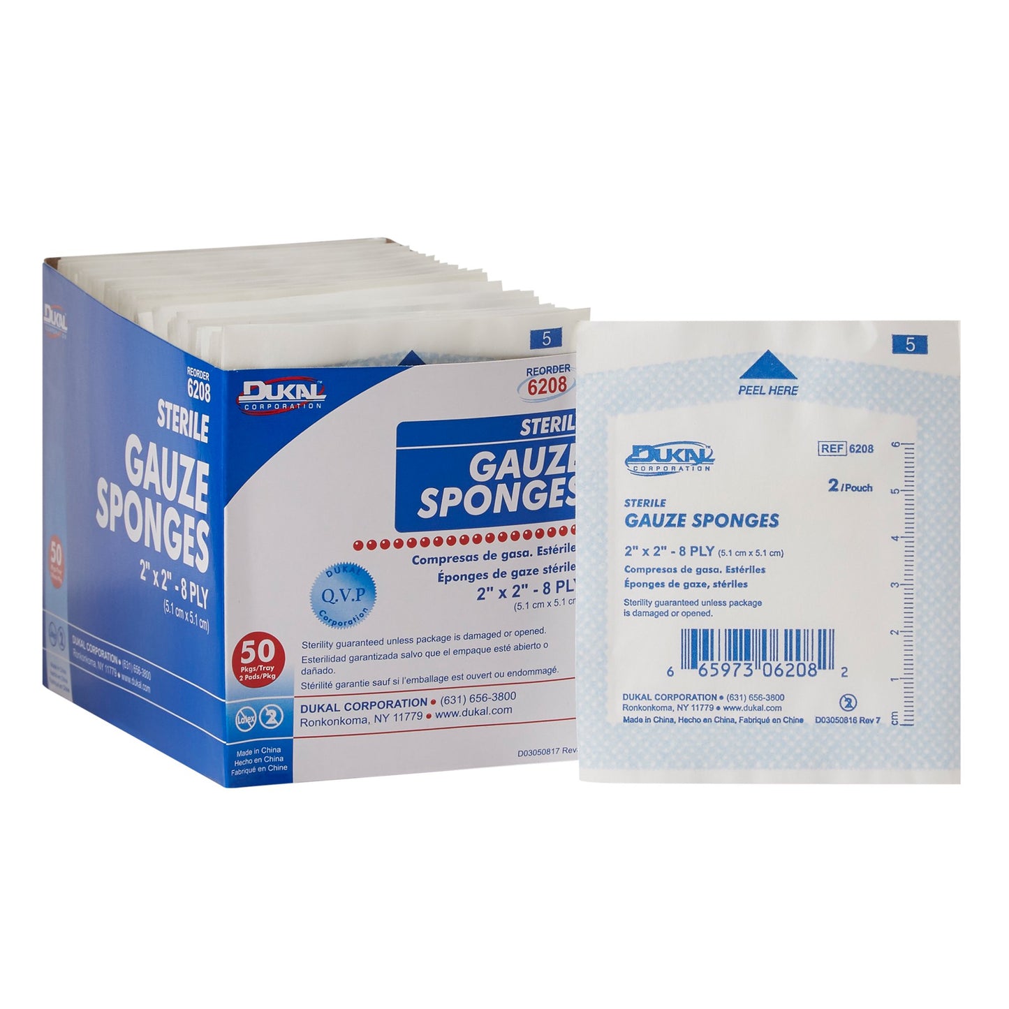 Gauze Sponge Dukal™ 2 X 2 Inch 8-Ply Sterile 2 per Pack