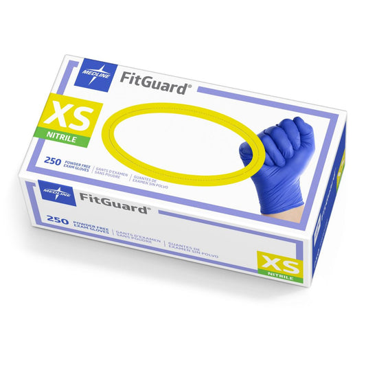 Exam Glove FitGuard™ X-Small NonSterile Nitrile Standard Cuff Length Textured Fingertips Dark Blue Chemo Tested