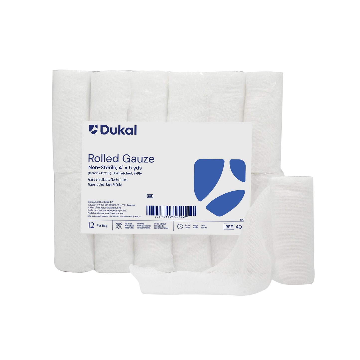 Conforming Bandage Dukal™ 4 Inch X 5 Yard 2-Ply NonSterile 12 per Pack
