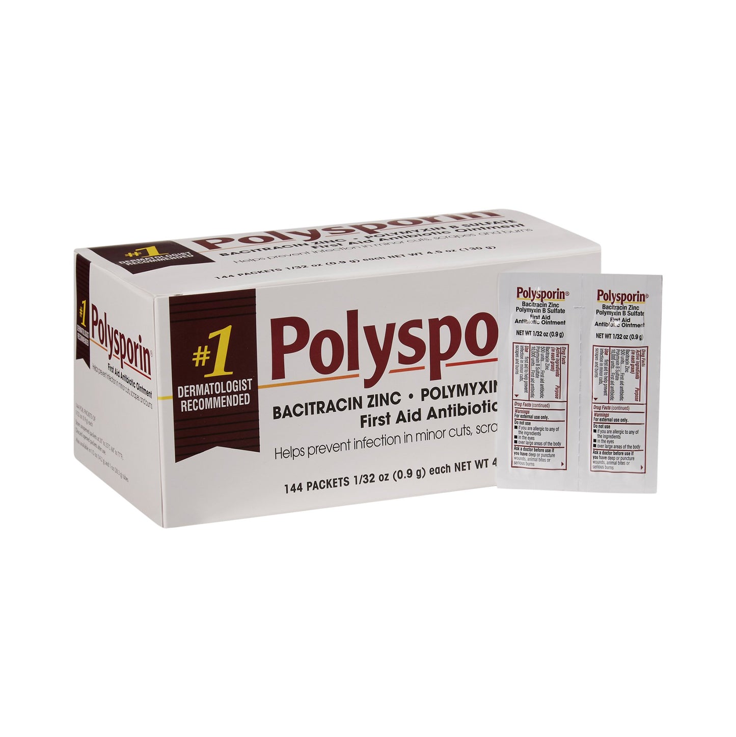 First Aid Antibiotic Bacitracin / Polymyxin B Polysporin® Ointment 0.9 Gram Individual Packet