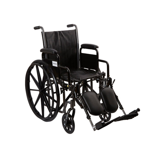 Wheelchair McKesson Dual Axle Desk Length Arm Swing-Away Elevating Legrest Black Upholstery 16 Inch Seat Width Adult 250 lbs. Weight Capacity