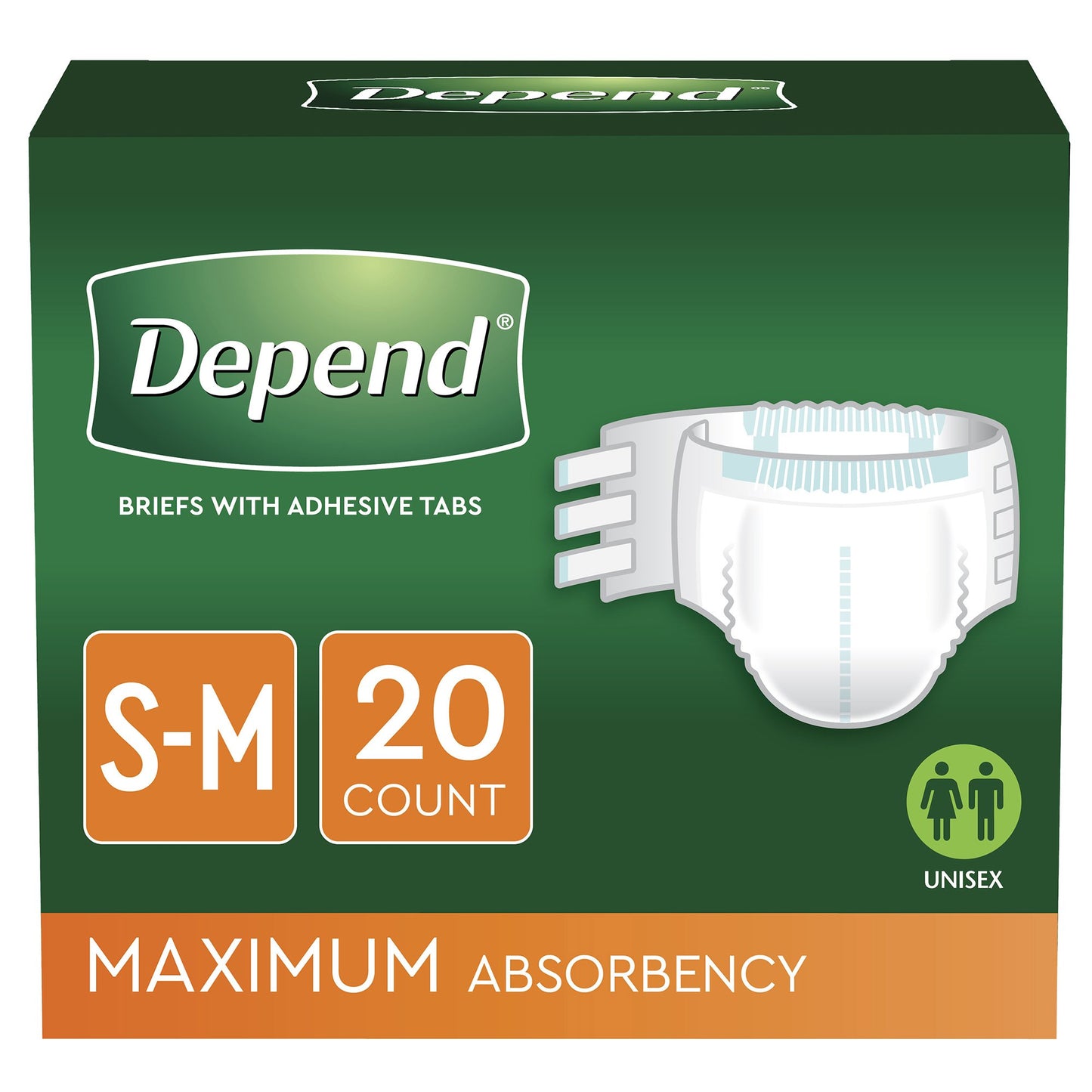 Unisex Adult Incontinence Brief Depend® Small / Medium Disposable Heavy Absorbency