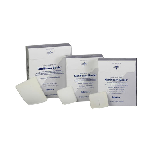 Foam Dressing Optifoam® Basic 4 X 5 Inch Without Border Without Film Backing Nonadhesive Rectangle Sterile