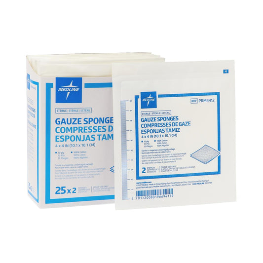 Gauze Sponge Medline Essentials 4 X 4 Inch 12-Ply Sterile 2 per Pack