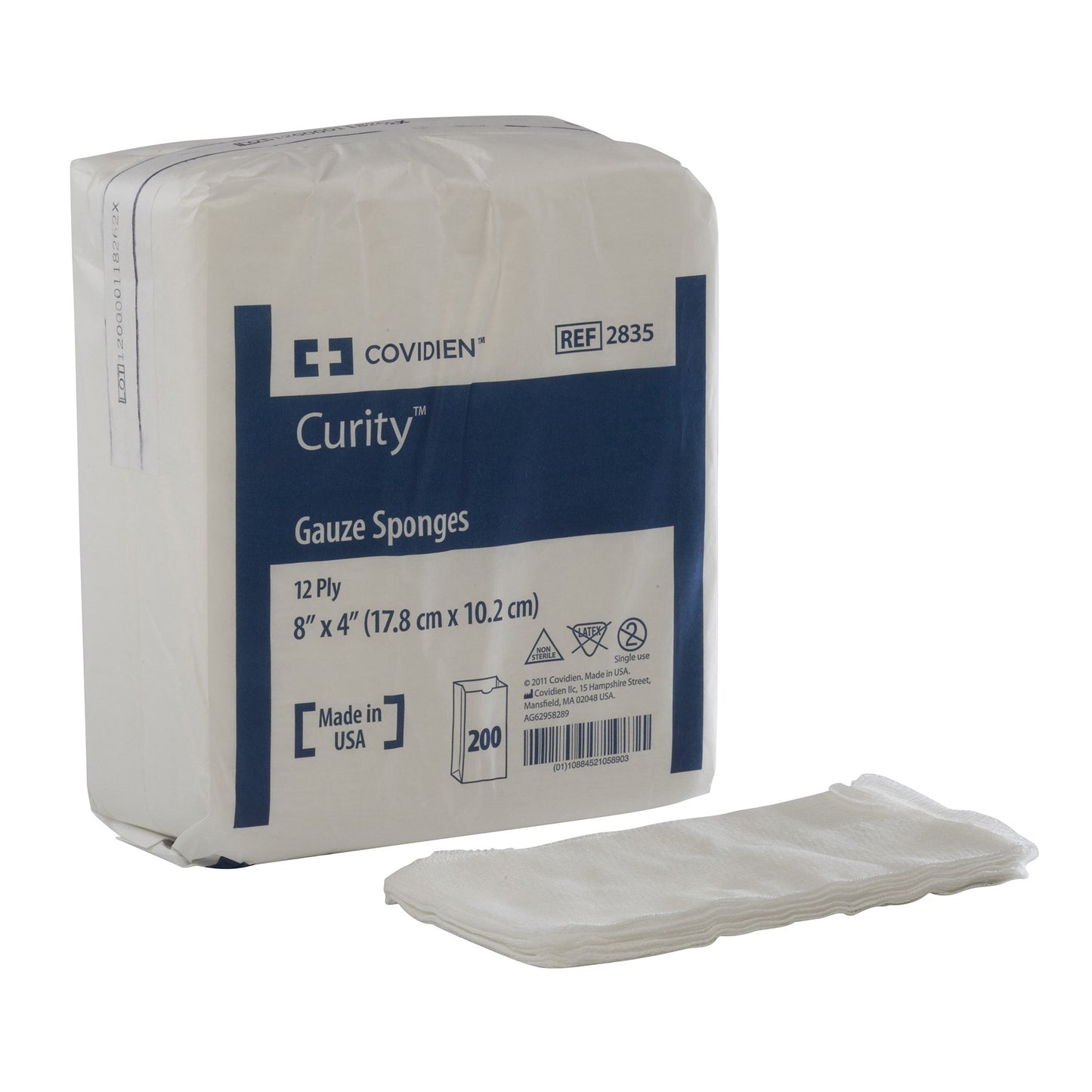 Gauze Sponge Curity™ 4 X 8 Inch 12-Ply NonSterile 200 per Pack