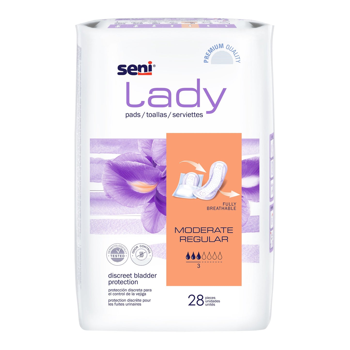 Bladder Control Pad Seni® Lady Moderate 10 Inch Length Moderate Absorbency Super Absorbent Core One Size Fits Most