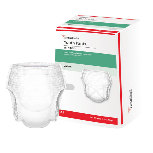 Unisex Youth Absorbent Underwear Cardinal Health™ Wings™ Pull On with Tear Away Seams Large / X-Large Disposable Heavy Absorbency