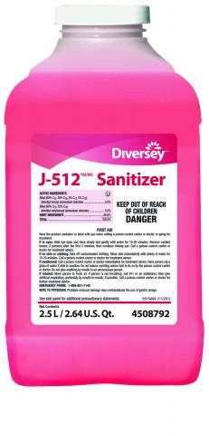 Surface Cleaner / Sanitizer Diversey™ J-512™ Sanitizer Quaternary Based J-Fill® Dispensing Systems Liquid Concentrate 2.5 Liter Bottle Chemical Scent NonSterile