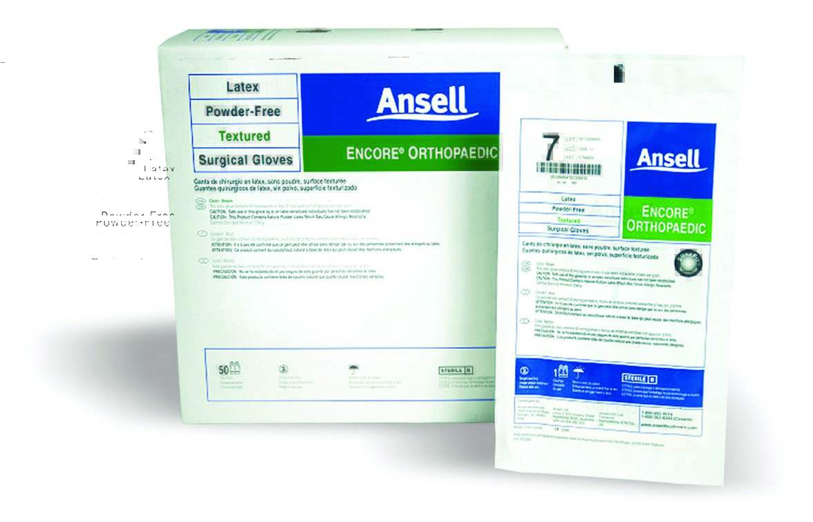 Surgical Glove ENCORE® Latex Ortho Size 6.5 Sterile Latex Standard Cuff Length Fully Textured Brown Chemo Tested