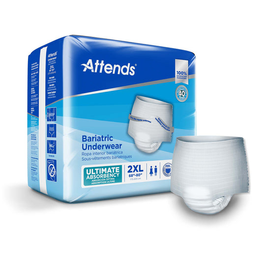 Unisex Adult Absorbent Underwear Attends® Bariatric Pull On with Tear Away Seams 2X-Large Disposable Heavy Absorbency