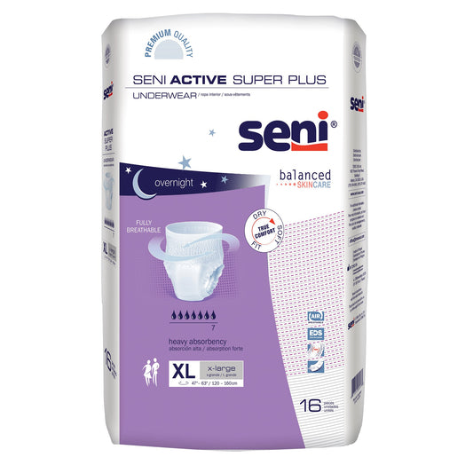 Unisex Adult Absorbent Underwear Seni® Active Super Plus Pull On with Tear Away Seams X-Large Disposable Heavy Absorbency